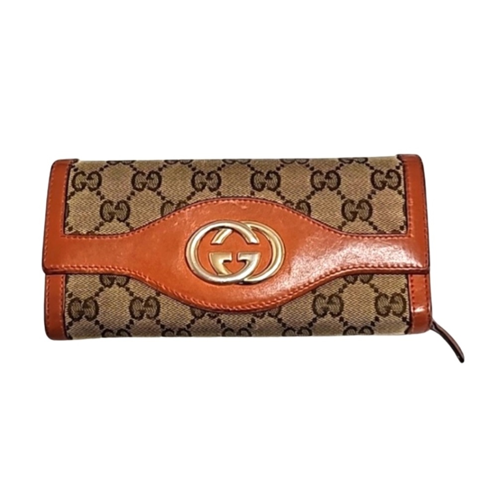 Gucci long wallet brown/ orange canvas